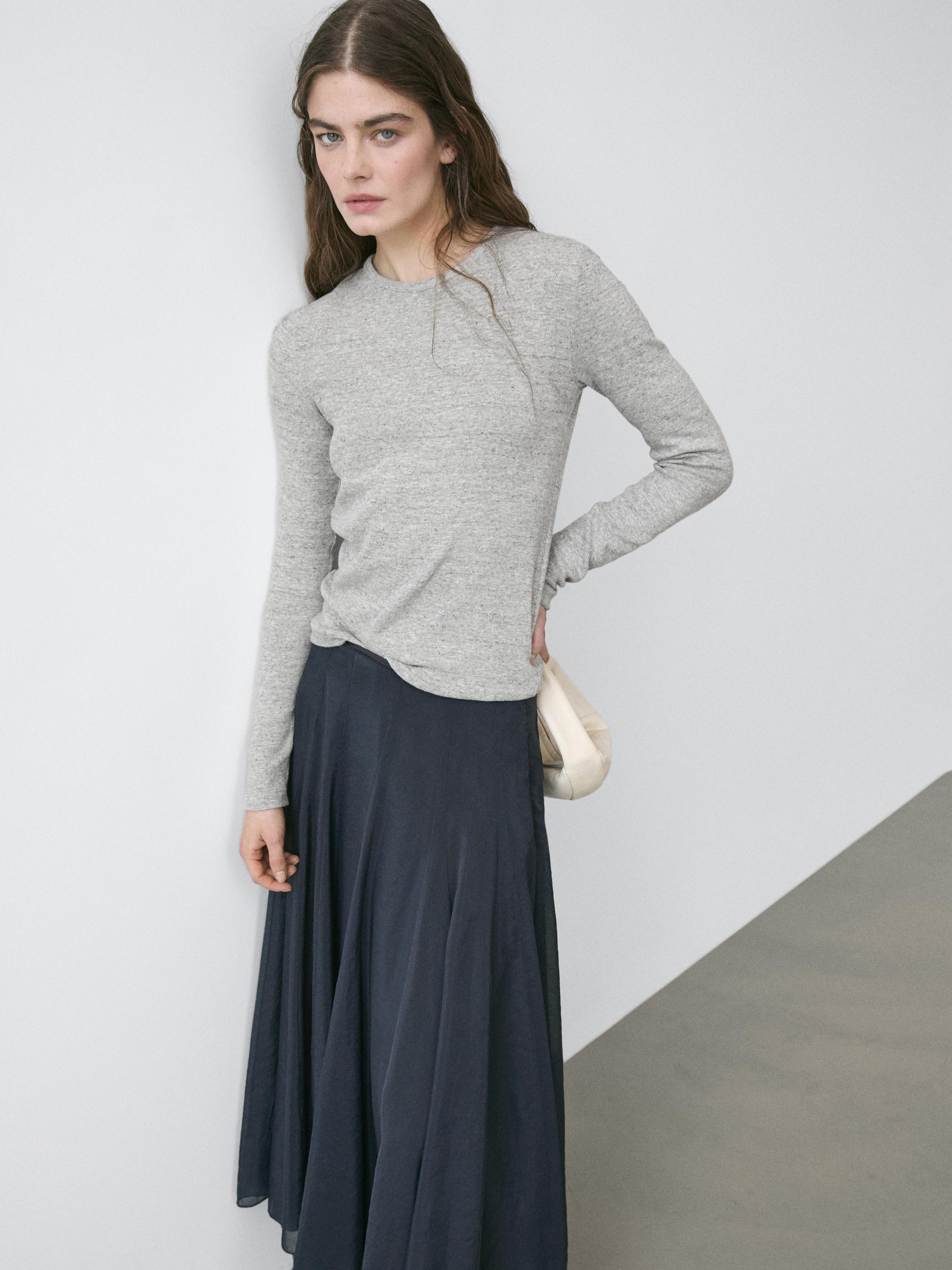 Long sleeve T-shirt with flecked detail